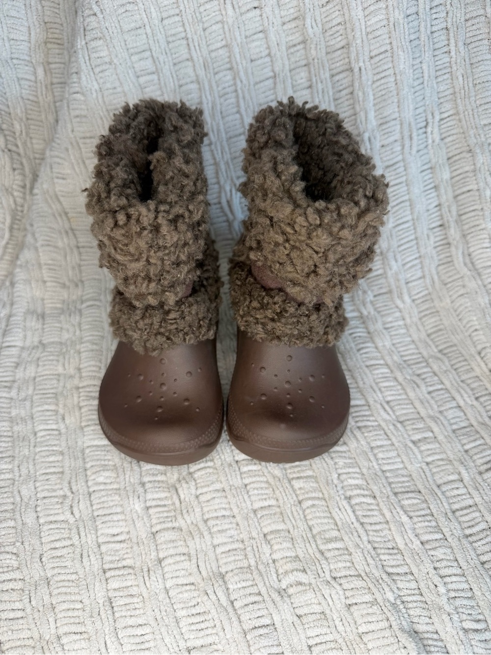 CROCS Kids Brown Fuzzy Cuff Winter Boots